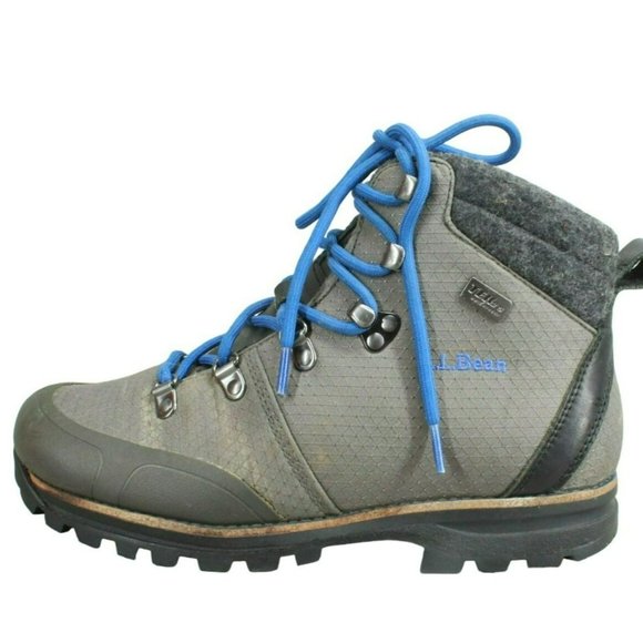 LL Bean Knife Edge Gray Nylon Waterproof Vibram Sole Hiking Boots Size 9 M - Picture 1 of 9